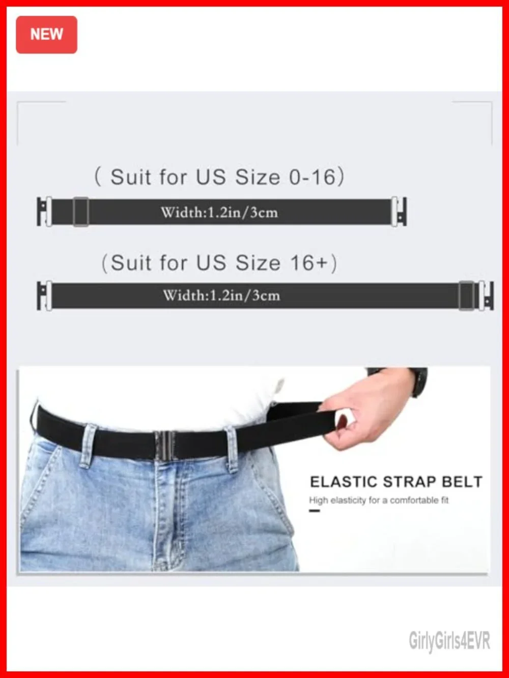 No Show Invisible Elastic Stretch Belt for Women Flat Buckle Adjustable Waist